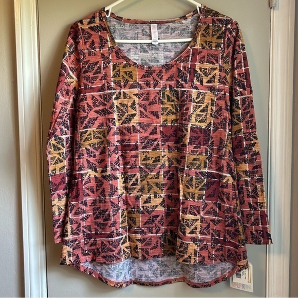 NEW LuLaRoe Cotton Blend Orange Yellow Long Sleeve Lynnae Tunic Tee - Sz S